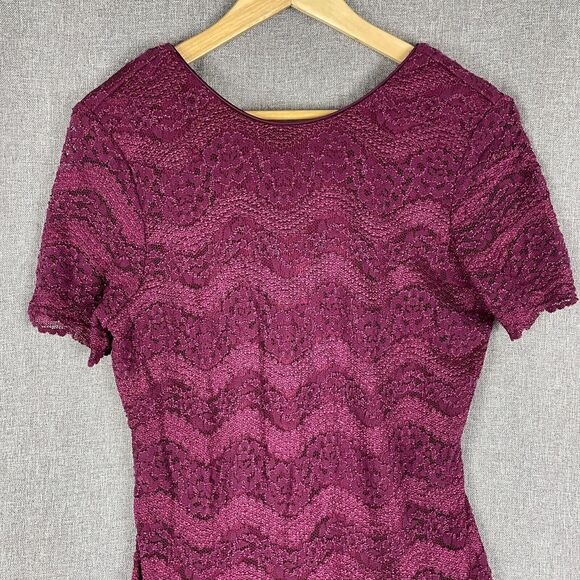 Vintage 90s Filigree Ltd Collection Burgundy Lace Overlay Dress Formal Wedding - Picture 5 of 10